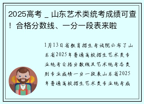 2025高考 _ 山东艺术类统考成绩可查！合格分数线、一分一段表来啦